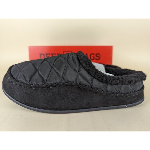 DEER STAGS Slippersooz Alma Slippers Mens 7 M Black Quilted Slip On Shoes NWB - Picture 5 of 14